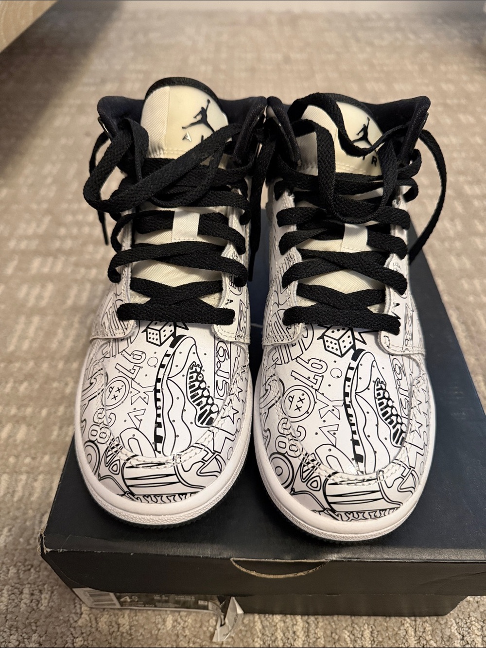 Nike Kids' Black & White Graphic High-Top Sneakers